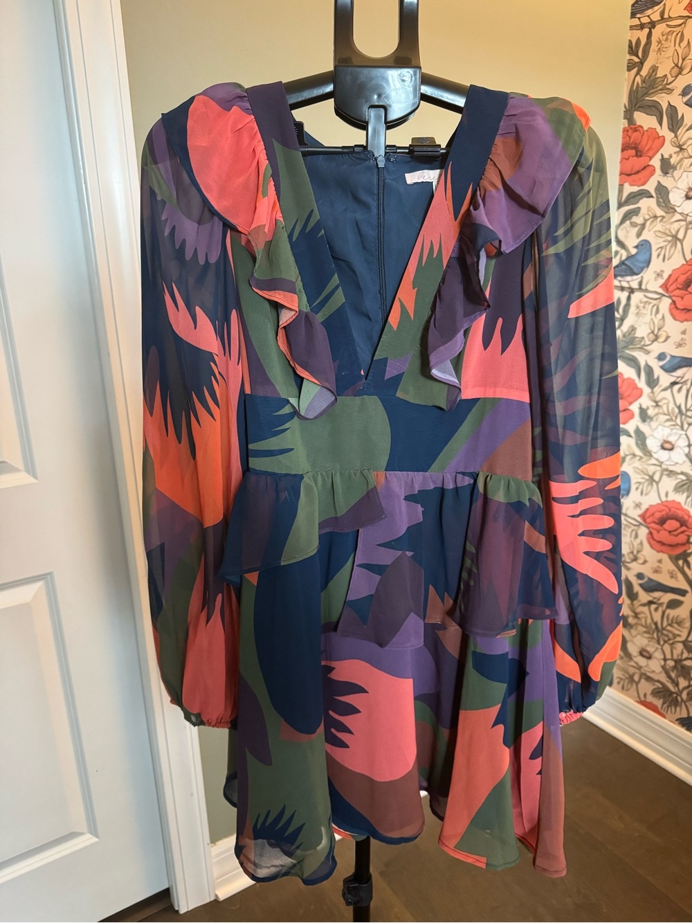 Hutch Long Sleeve Mini Dress in Navy, Coral, Olive & Purple